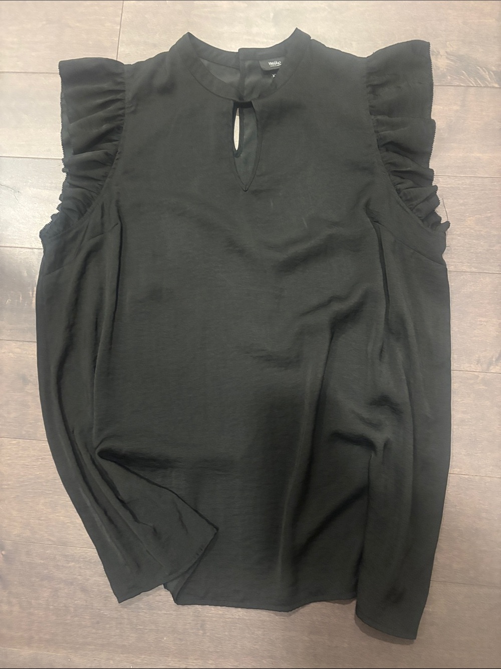 Mossimo Supply Co. Black Ruffle Sleeve Keyhole Blouse
